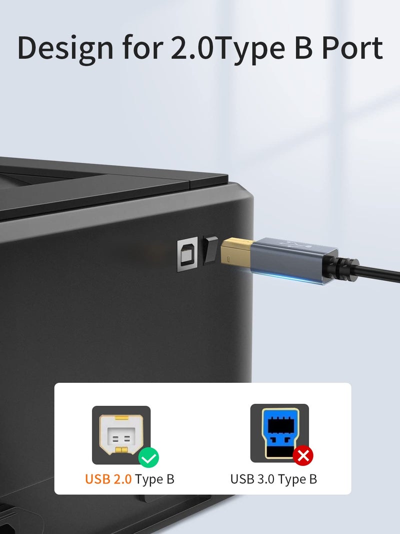 CableCreation USB B to USB C Printer Cable 10FT, USB-C to USB B Printer Cord for MacBook Pro, Air, MIDI Cable for Yamaha Casio Digital Piano MIDI Controller DJ Controller, 3M Space Grey - Image 5